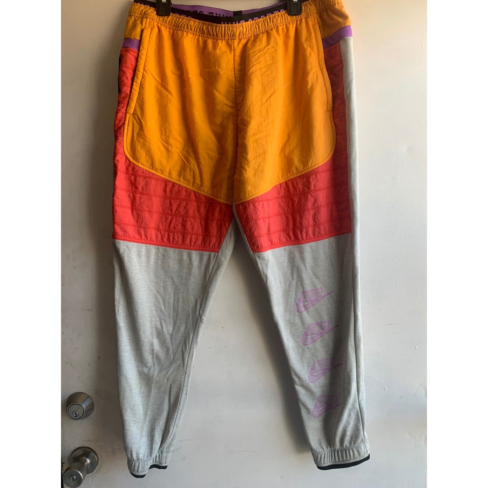 Nike Therma Fleece Px Sweatpants "Joker" Retro Gray Yellow Orange Men’s Size Xl